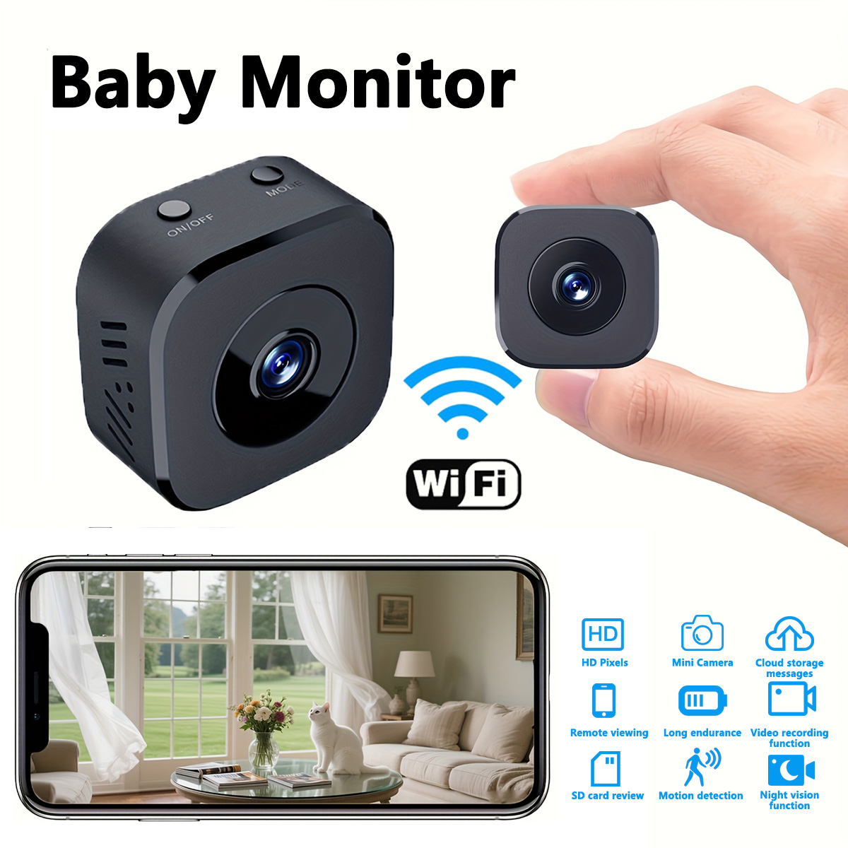 Monitor Portable Usb - 1080p hd mini câmera wi-fi segurança